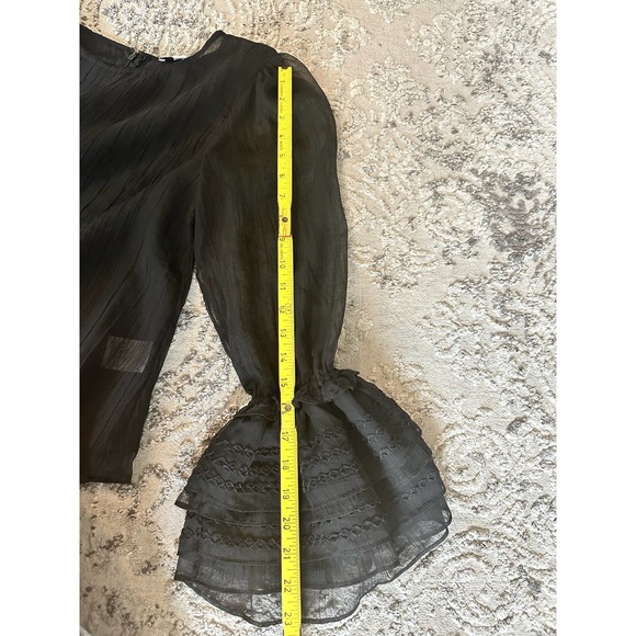 Stellah Semi Sheer Long Ruffled Sleeves Bell Cuff Blouse Sz Small - Picture 10 of 10